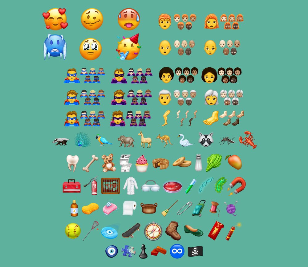 A sampling of the 157 new emojis that are part of Unicode 11.0 